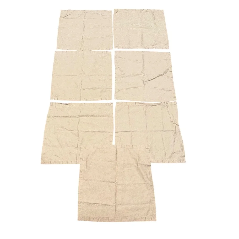 Waverly 7 Cotton Damask Dinner Napkins Tan Gold Jacquard Floral Motif Formal
